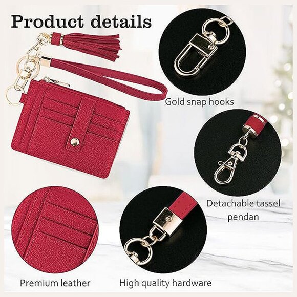 Small Wristlet Wallets for Women crimson - Picture 5 of 6